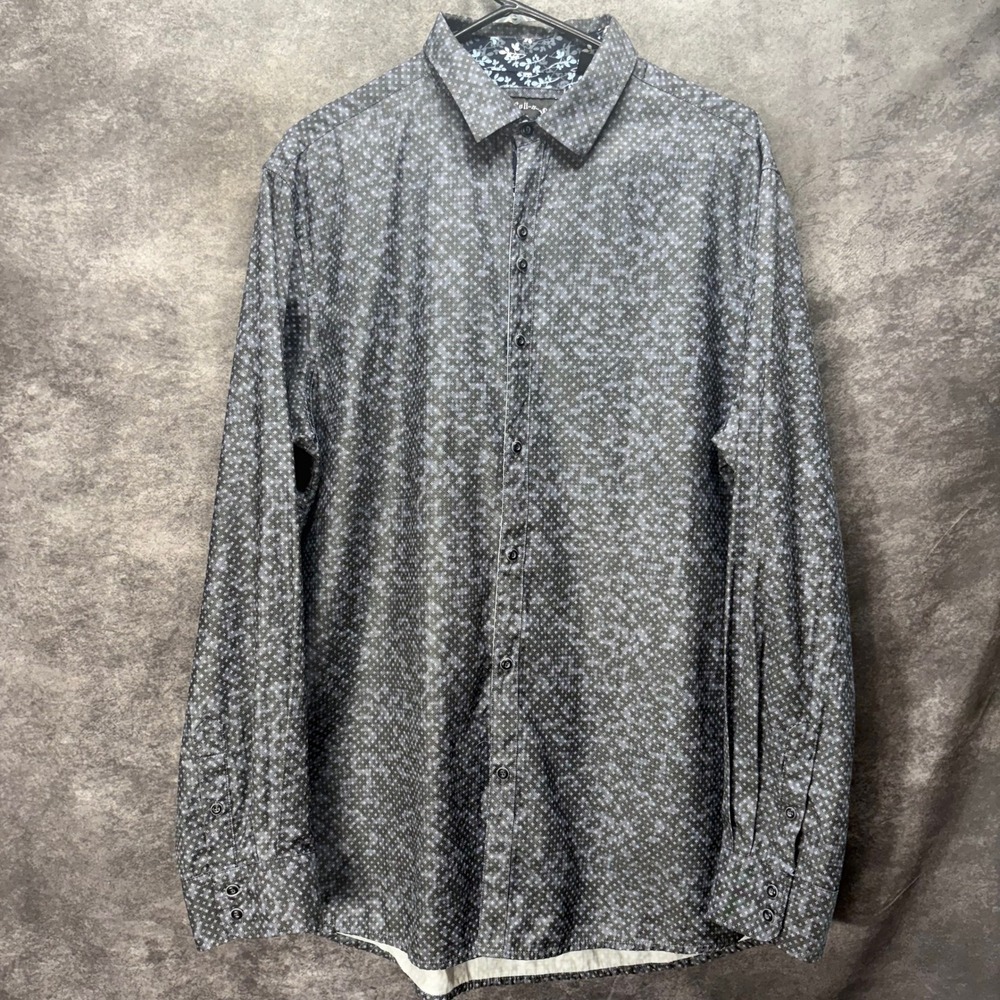 Rock Roll-n-Soul Gray Blotch Long Sleeve Button Up Shirt Size XL Rockabilly